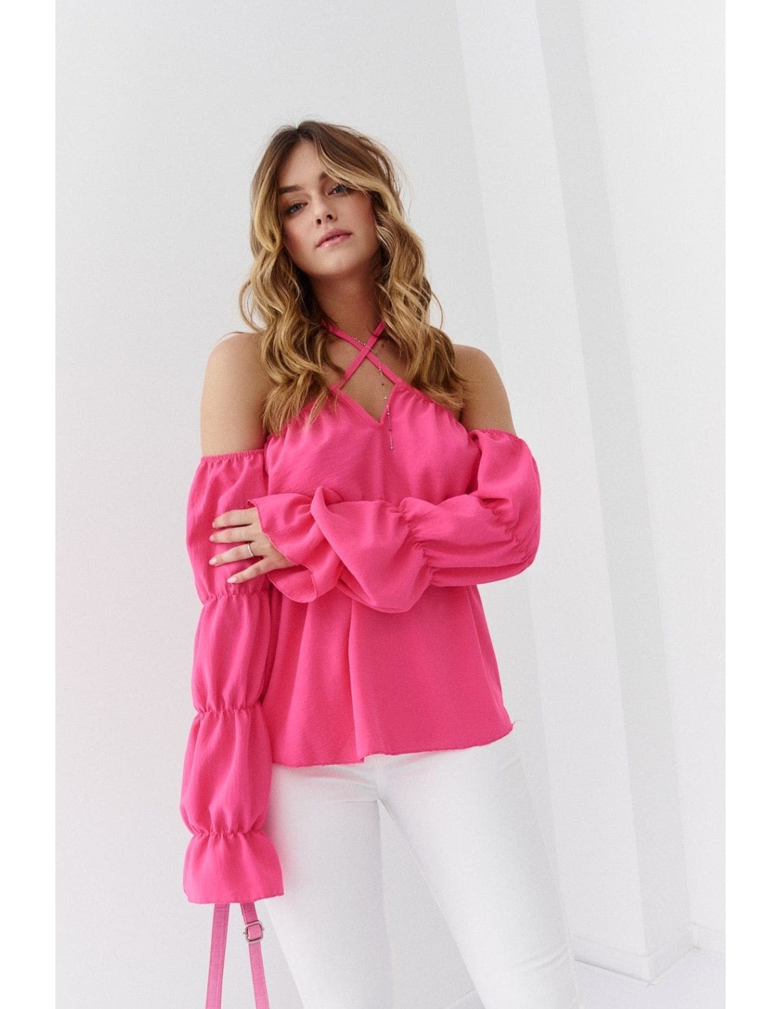 Spanish blouse with ruffles, pink 560 - Online store - Boutique